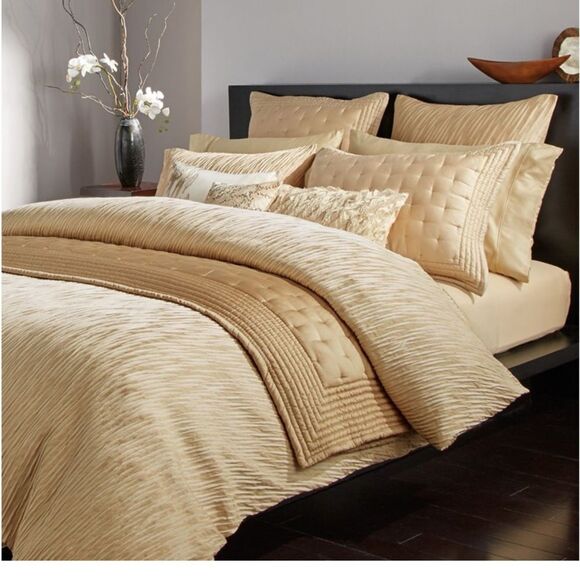 Donna Karan Gold Dust Collection Duvet Cover, Full/ Queen - Picture 2 of 6